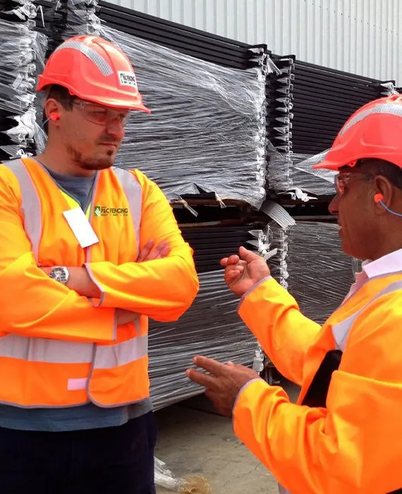 Tubular Fencing 7 two construction workers planning 1